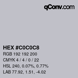 カラーコード: HEX #C0C0C8 | qconv.com