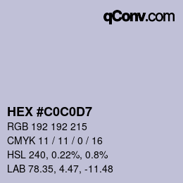 カラーコード: HEX #C0C0D7 | qconv.com