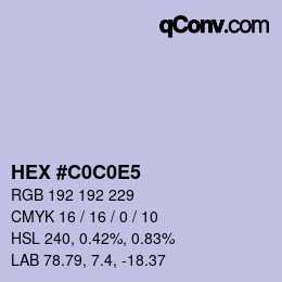 Color code: HEX #C0C0E5 | qconv.com