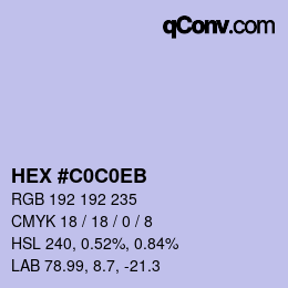 Color code: HEX #C0C0EB | qconv.com