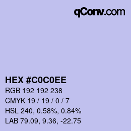 Color code: HEX #C0C0EE | qconv.com