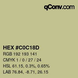 Farbcode: HEX #C0C18D | qconv.com