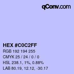 Color code: HEX #C0C2FF | qconv.com