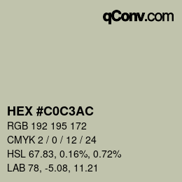 Color code: HEX #C0C3AC | qconv.com