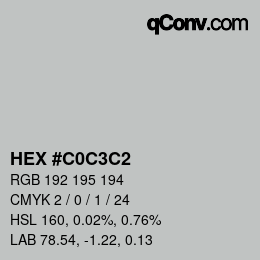 カラーコード: HEX #C0C3C2 | qconv.com