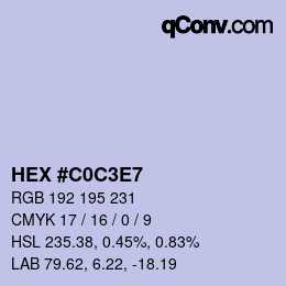 Color code: HEX #C0C3E7 | qconv.com