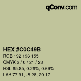 Color code: HEX #C0C49B | qconv.com