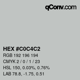 Color code: HEX #C0C4C2 | qconv.com