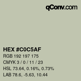 Color code: HEX #C0C5AF | qconv.com