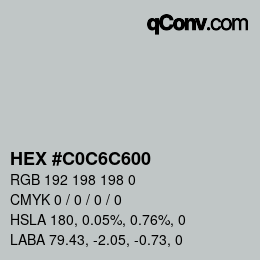 Color code: HEX #C0C6C600 | qconv.com