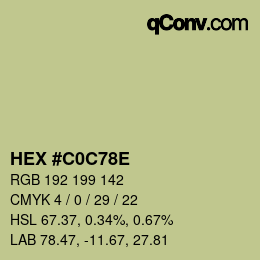 Farbcode: HEX #C0C78E | qconv.com