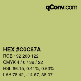 カラーコード: HEX #C0C87A | qconv.com