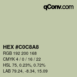 Color code: HEX #C0C8A8 | qconv.com