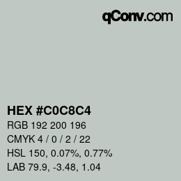 Color code: HEX #C0C8C4 | qconv.com