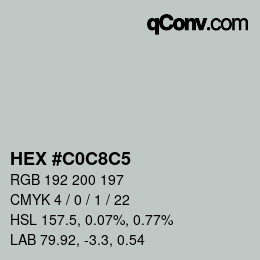 Color code: HEX #C0C8C5 | qconv.com