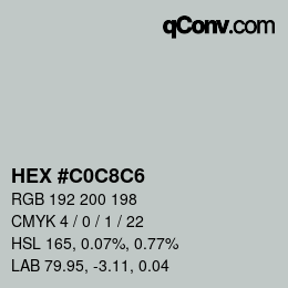 カラーコード: HEX #C0C8C6 | qconv.com