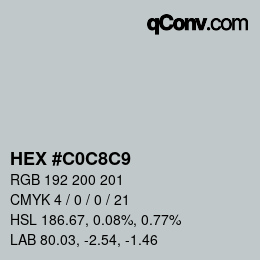 Color code: HEX #C0C8C9 | qconv.com