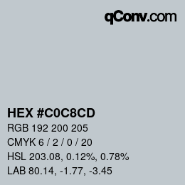 カラーコード: HEX #C0C8CD | qconv.com