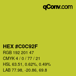 Farbcode: HEX #C0C92F | qconv.com