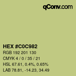 カラーコード: HEX #C0C982 | qconv.com