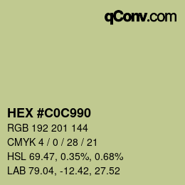 Color code: HEX #C0C990 | qconv.com