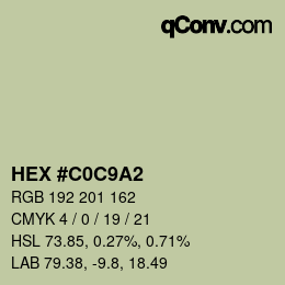 Color code: HEX #C0C9A2 | qconv.com