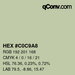 カラーコード: HEX #C0C9A8 | qconv.com