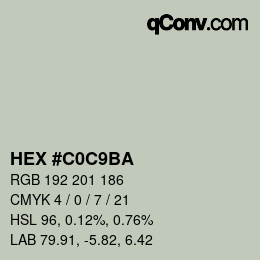 カラーコード: HEX #C0C9BA | qconv.com