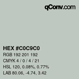 カラーコード: HEX #C0C9C0 | qconv.com