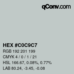 Color code: HEX #C0C9C7 | qconv.com