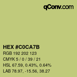 カラーコード: HEX #C0CA7B | qconv.com