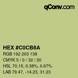 Color code: HEX #C0CB8A | qconv.com