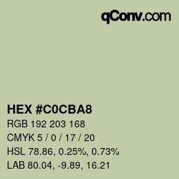 Color code: HEX #C0CBA8 | qconv.com