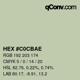 Color code: HEX #C0CBAE | qconv.com