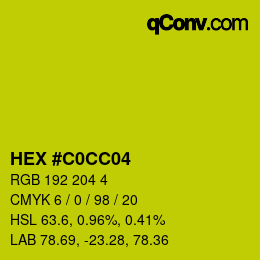 Color code: HEX #C0CC04 | qconv.com