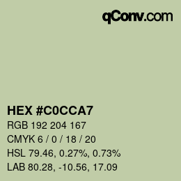 カラーコード: HEX #C0CCA7 | qconv.com