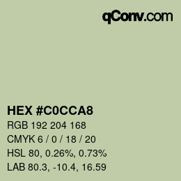 カラーコード: HEX #C0CCA8 | qconv.com