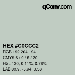 Color code: HEX #C0CCC2 | qconv.com