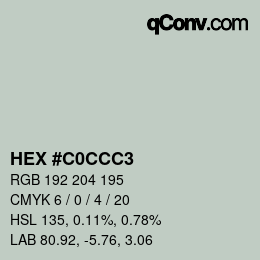 颜色代码: HEX #C0CCC3 | qconv.com