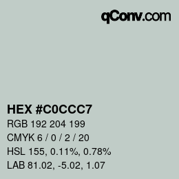 Color code: HEX #C0CCC7 | qconv.com