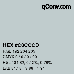 カラーコード: HEX #C0CCCD | qconv.com