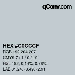 Color code: HEX #C0CCCF | qconv.com