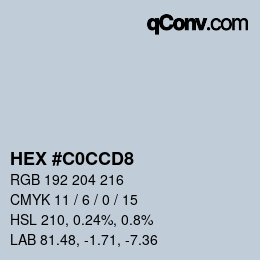 Color code: HEX #C0CCD8 | qconv.com