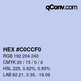 Color code: HEX #C0CCF0 | qconv.com