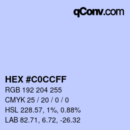 Color code: HEX #C0CCFF | qconv.com