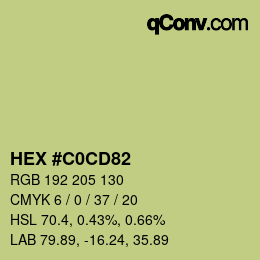颜色代码: HEX #C0CD82 | qconv.com