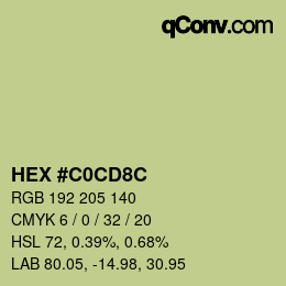 カラーコード: HEX #C0CD8C | qconv.com