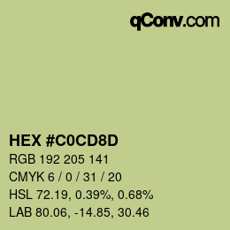 Color code: HEX #C0CD8D | qconv.com
