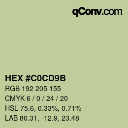 Color code: HEX #C0CD9B | qconv.com