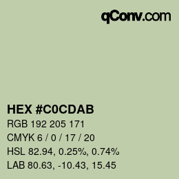 Color code: HEX #C0CDAB | qconv.com